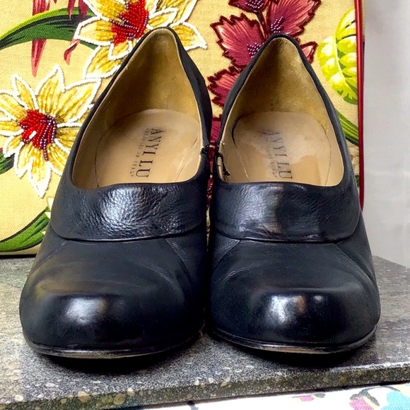 ANYI LU Dark Navy Leather Pumps EUR 37/US 7 Handmade in Italy 🇮🇹 - Picture 6 of 10